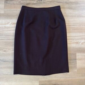 Vintage Gianni Sport Size 10 Wool Pencil Skirt Solid Brown Academia Old Money